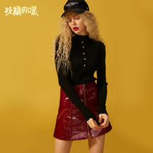 妖精的口袋针织衫女长袖秋韩版薄款毛衣秋季2018新款高领打底衫图片