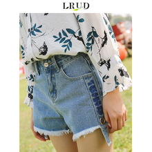 LRUD牛仔裤女夏2018新款女装韩版宽松学生百搭高腰裤子阔腿裤短裤图片