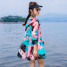 薄外套2019夏季新款 防晒衫 防晒服防紫外线时尚 印花防晒衣女中长款