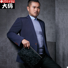 zhaorui小西装男大码秋季加肥加大外套青年胖子男士休闲单西服