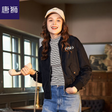 唐狮旗舰店2018秋新款短外套女韩版印花字母棒球领夹克潮学生图片