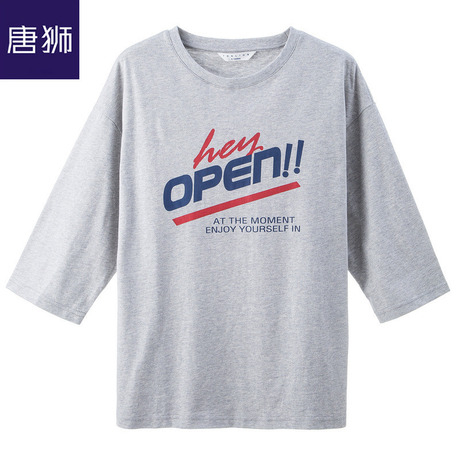 唐狮旗舰店2018秋装新款T恤女印花七分袖T恤打底衫学生休闲潮商品大图