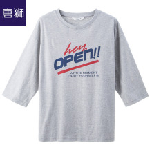 唐狮旗舰店2018秋装新款T恤女印花七分袖T恤打底衫学生休闲潮图片