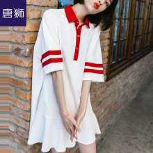 唐狮旗舰店2018夏装新款连衣裙女POLO鱼尾裙子中袖宽松休闲潮图片