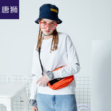 唐狮2018秋装新款卫衣女纯色假两件圆领套头卫衣韩版长袖上衣休闲图片