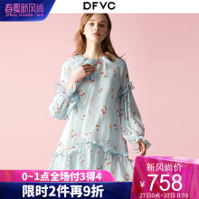 dfvc2019新款春装女真丝连衣裙桑蚕丝维多利亚复古裙法式仙女俏皮图片