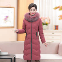 VELIF/唯依俪坊冬季中老年羽绒服女款加厚真毛领连帽防寒中长款图片