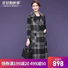 【90%羊毛】甘甘的世界双面呢子大衣女秋冬新品2018时髦格个大衣图片