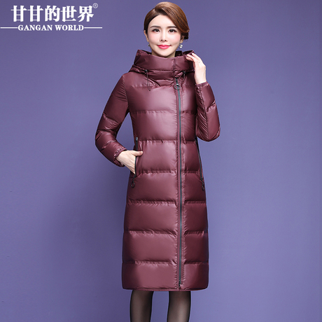【90%白鸭绒】防水防风防油面料长款羽绒服女甘甘的世界新款修身商品大图