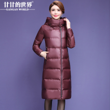 【90%白鸭绒】防水防风防油面料长款羽绒服女甘甘的世界新款修身图片