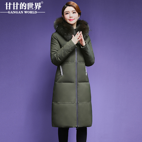 【90%白鸭绒 狐狸毛领】加厚长款羽绒服女甘甘的世界新款刺绣防风商品大图