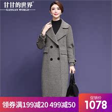 【全羊毛】女中长款2018新款甘甘的世界冬季毛呢外套双面呢大衣图片