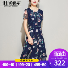 印花雪纺连衣裙女时尚优雅2018新款甘甘的世界收腰显瘦连衣裙女图片