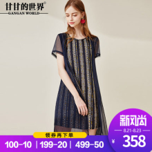 假两件雪纺连衣裙女甘甘的世界2018夏季新品宽松大码双层下摆女裙图片