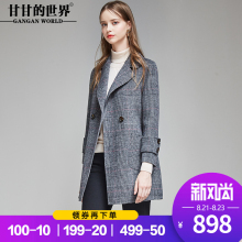 甘甘的世界双面呢大衣短款女2018新款翻领中年大码外套羊毛呢大衣图片