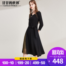 甘甘的世界大码妈妈装2018秋装新款亮丝高弹中长款修身连衣裙女图片