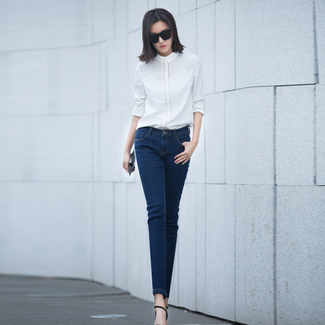 裂帛所在2018弹力洗水牛仔打底裤女53160243壵商品大图