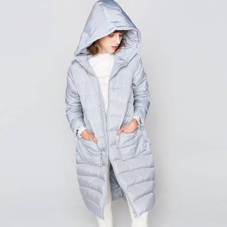 裂帛所在茧形前片贴袋连帽长款羽绒服 53160149商品大图
