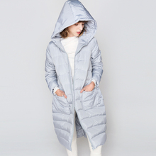 裂帛所在茧形前片贴袋连帽长款羽绒服 53160149图片