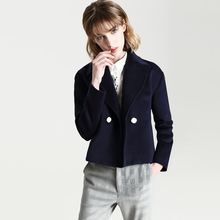 裂帛所在2017冬季新款时尚口袋西服领两粒扣毛呢短大衣 53170102图片