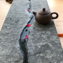 简约乌金石茶盘天然石材排水家用茶台 创意禅意浮雕功夫茶海