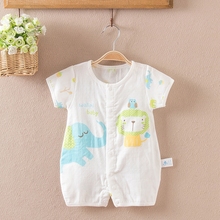 夏天婴儿纱布连体衣服夏季纱布哈衣爬服装男女宝宝短袖连身衣薄款