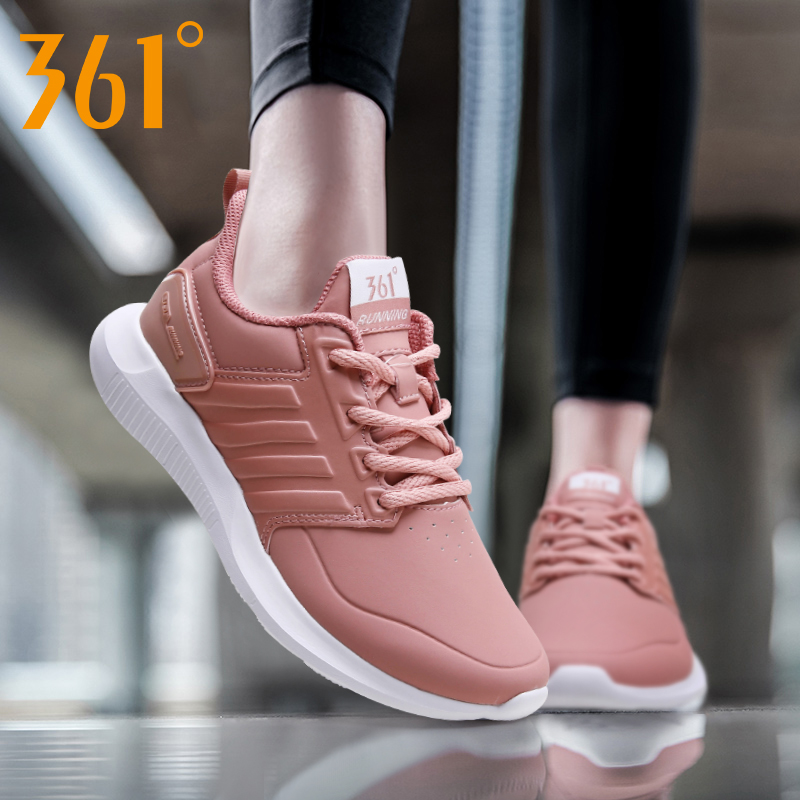 361 Sports Shoes Women's Shoes 2019 Autumn and Winter New Casual Shoes Women's Running Shoes Tourism Shoes Leather Pink Running Shoes