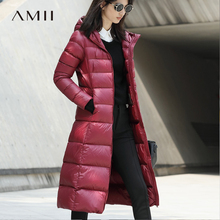 Amii 2018秋冬装新款艾米女装旗舰店韩版连帽中长款羽绒服女外套图片