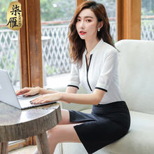 夏职业装女装套装OL名媛小香风正装套裙短袖修身衬衫工作服女套装图片