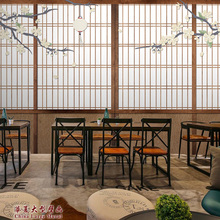 仿木门日式墙纸古典风格 和风樱花居酒屋背景墙烤肉料理寿司店壁纸