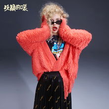 妖精的口袋Y秋冬季2018新款短外套chic马海毛韩版宽松中长款女潮图片