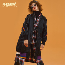 妖精的口袋Y黑色加厚棉服女韩版冬装2018新款宽松中长款棉衣外套图片