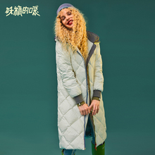 妖精的口袋韩版中长款羽绒服女冬装2018新款宽松过膝长袖外套女潮图片