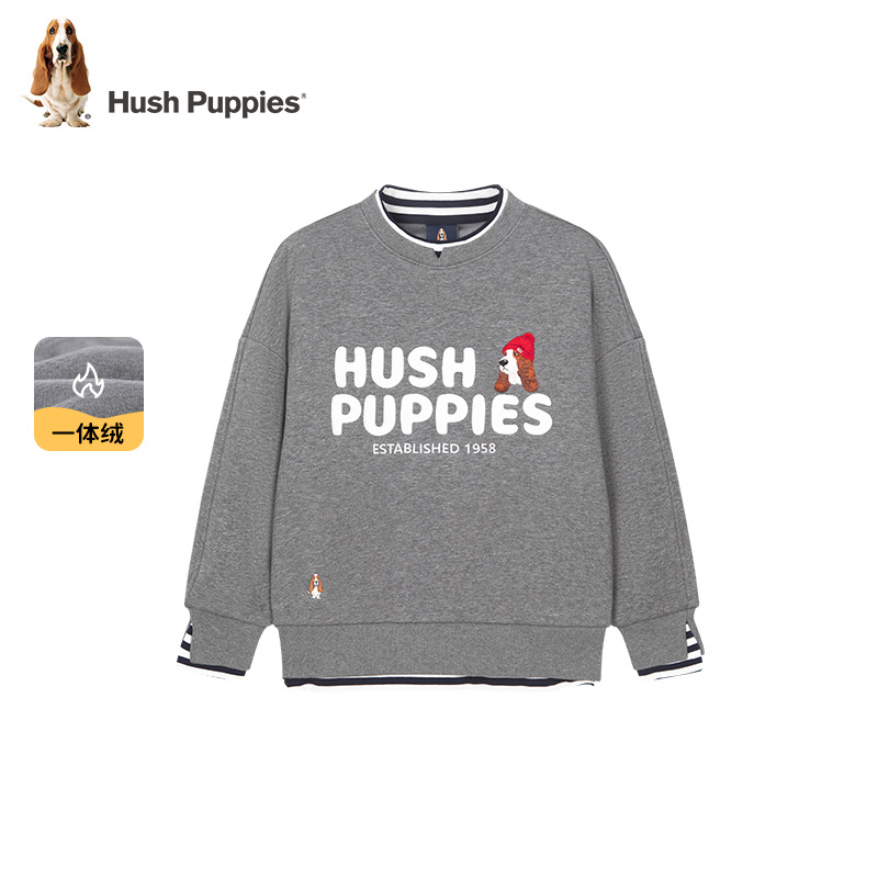 【狂欢价】暇步士童装儿童加绒卫衣24秋冬新款男童休闲套头衫女童保暖假两件