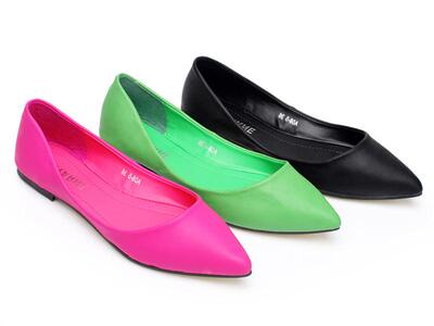 2015早春新款 糖果色尖头女鞋明星杂志同款 平跟平底多色shoes