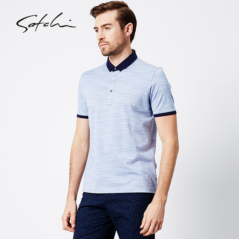 atchi\/沙驰2018夏季新品男士短袖T恤 桑蚕丝 男