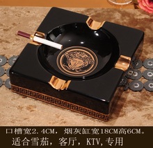 欧式陶瓷黑色大号雪茄烟灰缸简约客厅茶几会所酒吧纸巾盒陶瓷果盘