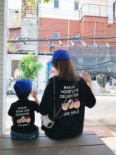 小森家童装 亲子装韩版T恤2019夏装新款一家三口短袖洋气母子装潮