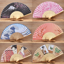 女式折扇日式和风扇摆件樱花富士山绢布扇子日本餐厅酒店用品摆件