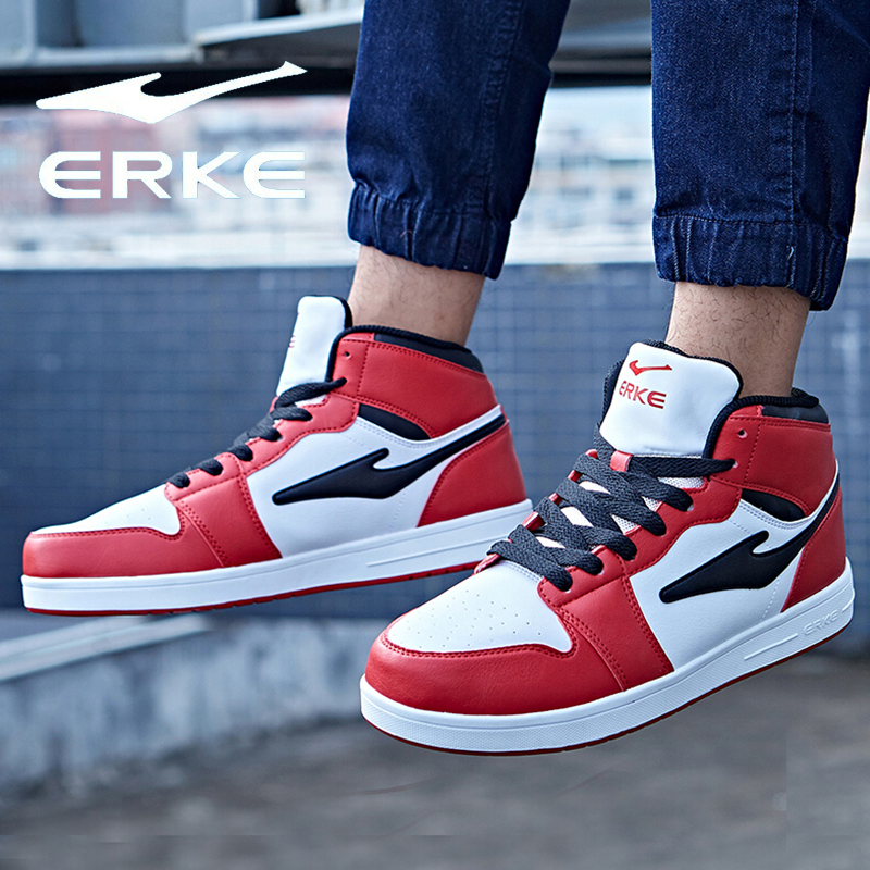 ERKE Sports Shoes Men's Shoes High top Board Shoes Autumn Warm and Thickened Men's Leisure Skate shoe Versatile Non slip