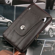 新款穿皮带竖款腰包男多功能牛皮证件手机包6寸6.5寸真皮挂包