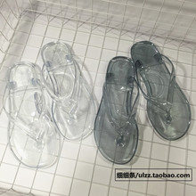 韩国ulzzang透明人字拖女学生水晶夹脚凉拖鞋 沙滩鞋 果冻鞋
