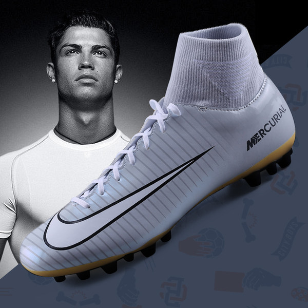 NIKE耐克c罗同款cr7限量版球鞋高帮刺客11代AG碎钉足球鞋男人草