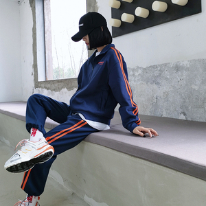 春款运动套装女春秋2019新款宽松韩版时尚休闲两件套运动服嘻哈潮