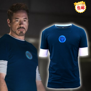 男装t恤短袖休闲漫威钢铁侠ironman3夜光反应堆衣服棉打底衫修身
