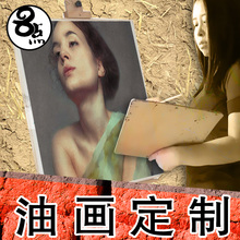 饰画客厅玄关欧式挂画 8肖像油画定制照片真人物纯手绘抽象风景装