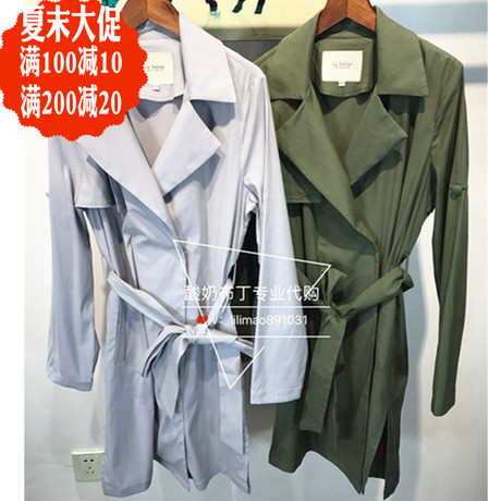 拉夏贝尔国内正品拉贝缇2018春夏新60006364-499外套风衣中长韩版商品大图