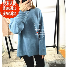 正品专柜拉夏贝尔2017冬高领宽松蝙蝠袖毛衣中长款10013287针织衫图片