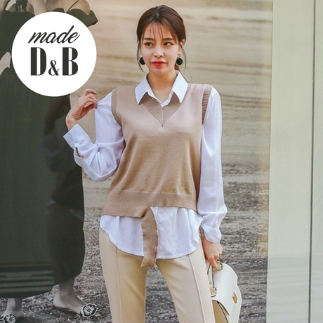 韩国DABAgirl2018春季新款韩版女装修身V领针织马甲商品大图