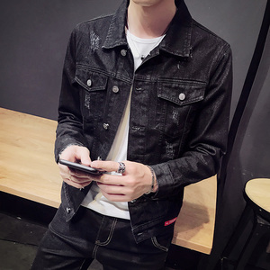 牛仔外套男春秋季修身复古风百搭学生夹克男士牛仔衣服帅气褂子潮